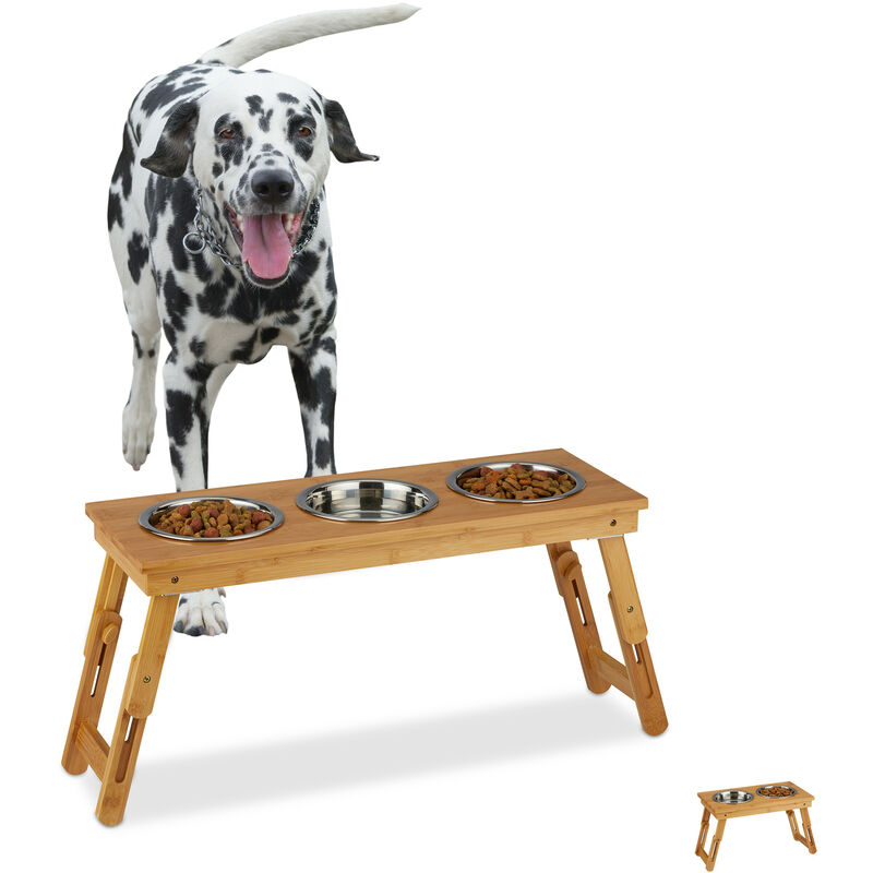 PawHut Elevated Dog Bowls with Stand for Large Dogs, Natural