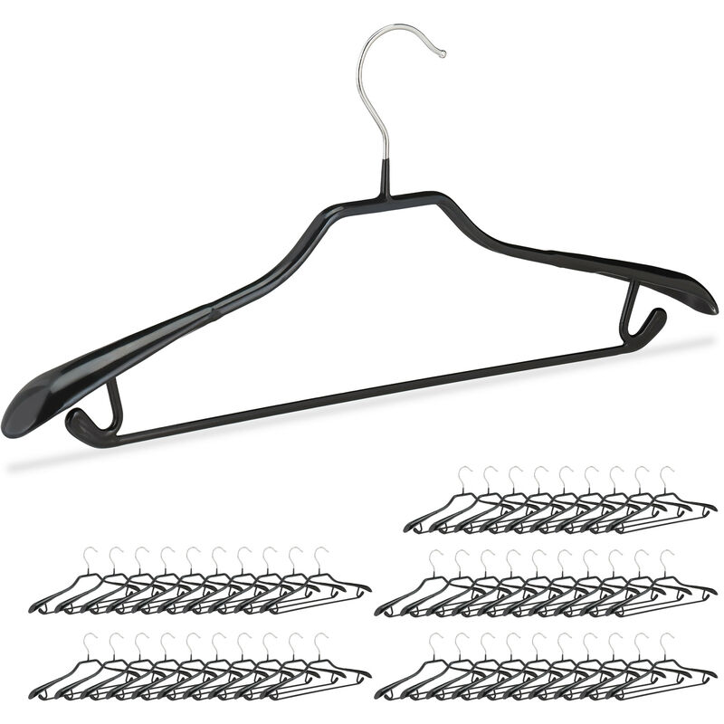 10 Pack Black Plastic Clothes Pants Hangers with 2-Adjustable Anti