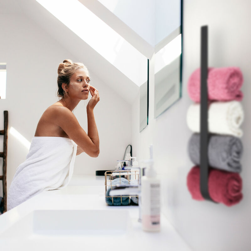 Relaxdays 2-Pack Self-Adhesive Towel Rails – No Drilling, Stainless Steel, Black, 45cm Long
