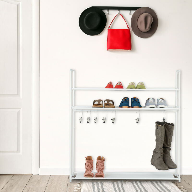 2-Tier Expandable Shoe Rack with Pivoting Bars