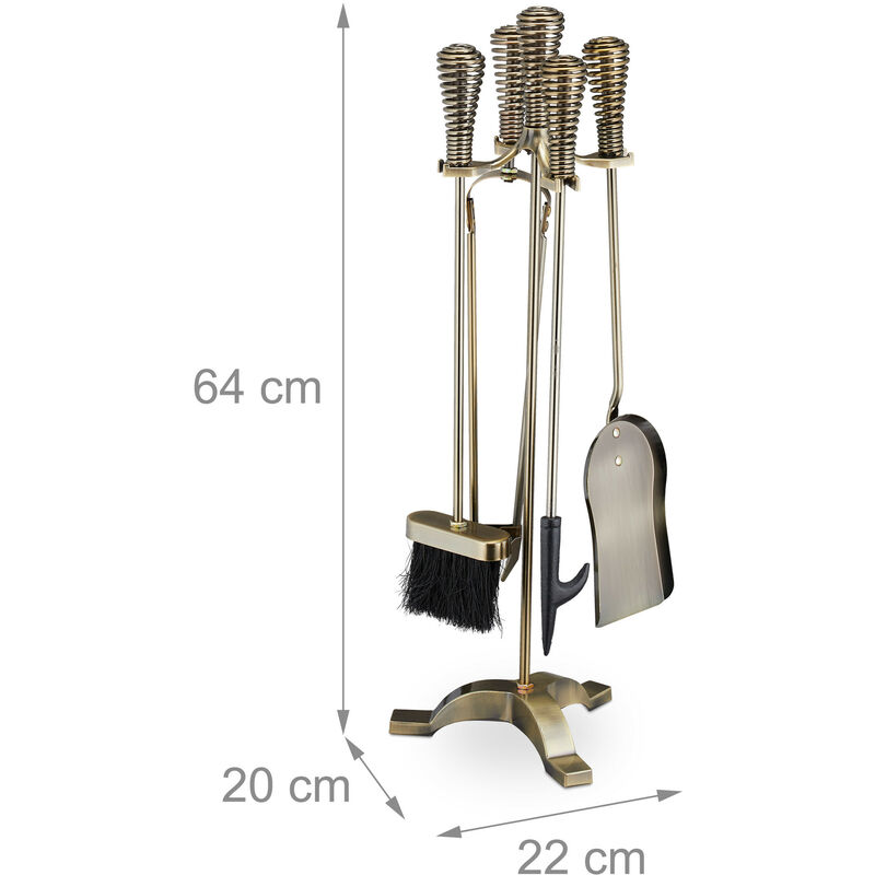 Relaxdays Fireplace Companion Set Of 5 Poker Ash Shovel Broom - View #11