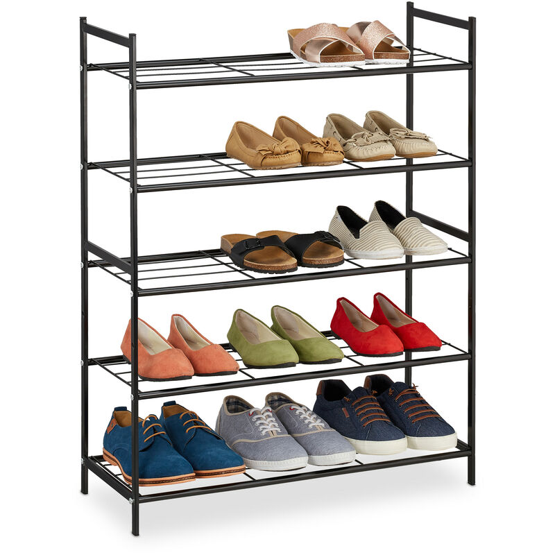 HOOBRO 10-Tier Shoe Rack, Large Capacity Shoe Shelf, Stable and Sturdy, Shoe Storage Organizer with Flat & Slant Adjustable Metal Shelves, for 27-36