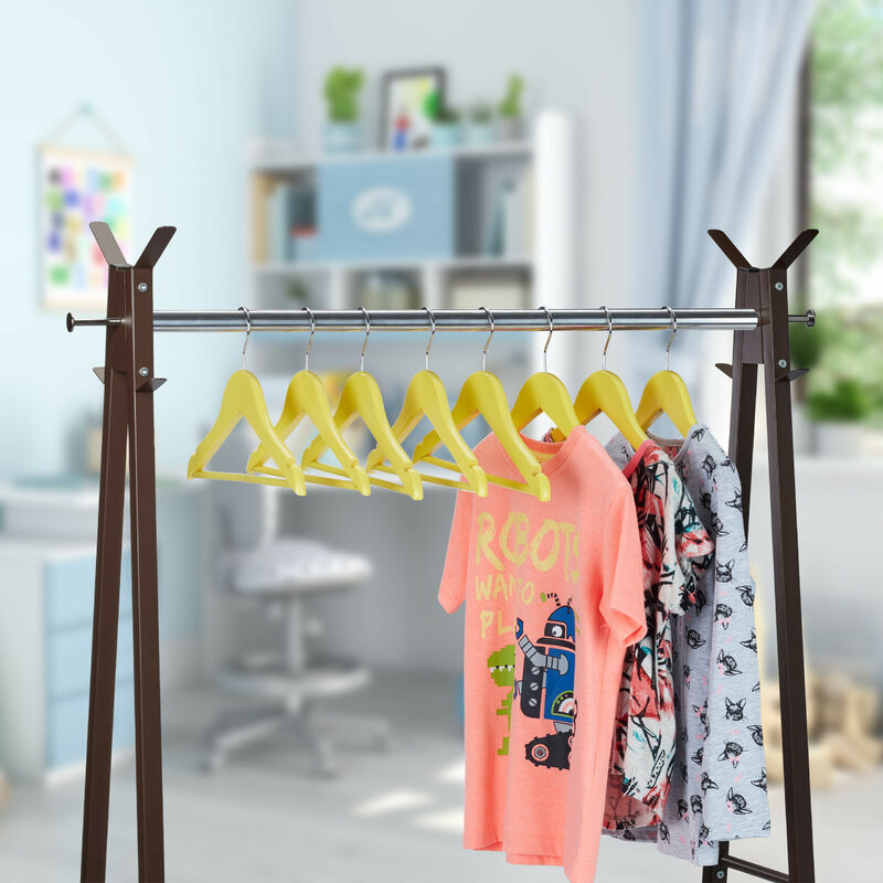 Relaxdays Set of 60 Children's Coat Hangers, 360° Swivel Hooks, Notches,  for Baby Clothes, Boys & Girls, Wooden, Yellow