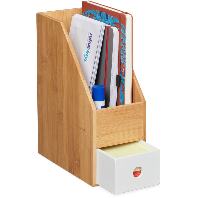 Portapenne Da Scrivania In Bambù – Organizer Con 4 Scomparti Di Diverse Dimensioni, Aspetto Naturale, 12x16x10,5 Cm, Per Ufficio E Cameretta - Foto 4