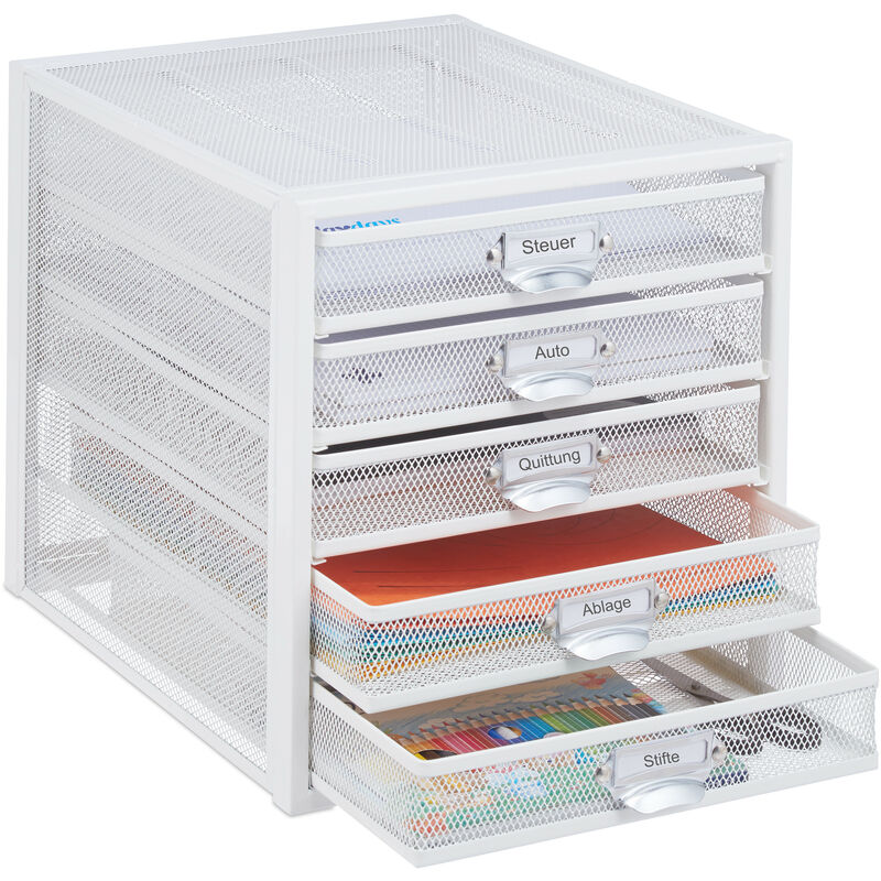 GIANTEX Mobiele bureaubox, 5 laden, bureau-opslag, met wieltjes, printerhouder voor mappen, documenten, papier, 49 x 40 x 65 cm (zwart industrieel