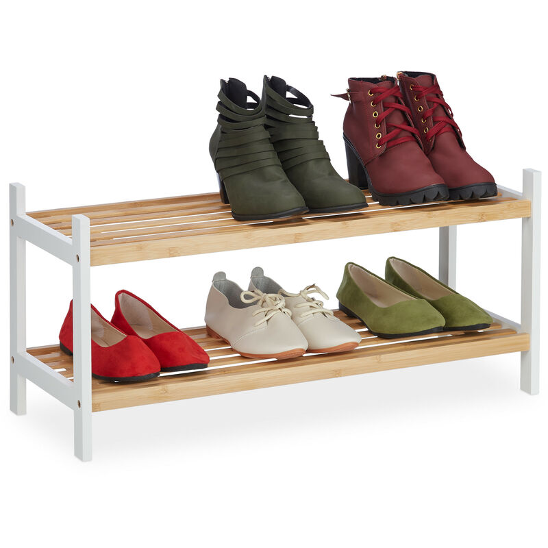 Relaxdays Metal Shoe Rack for Hallway, 2 Levels, Stackable, HWD 33.5 x 70 x  26 cm,
