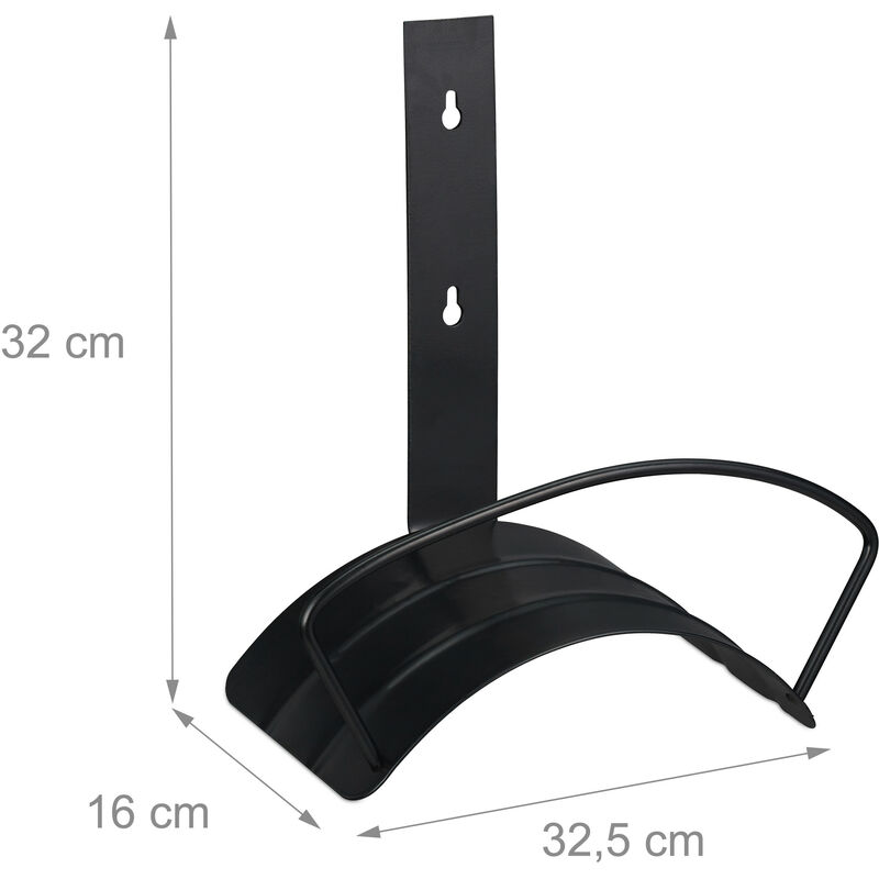 Relaxdays Hose Pipe Holder, for 45 m 5/8 Hosepipe, Wall-Mounted Hanger, 22  x 42 x 15.5 cm, Steel, Semicircle, Black