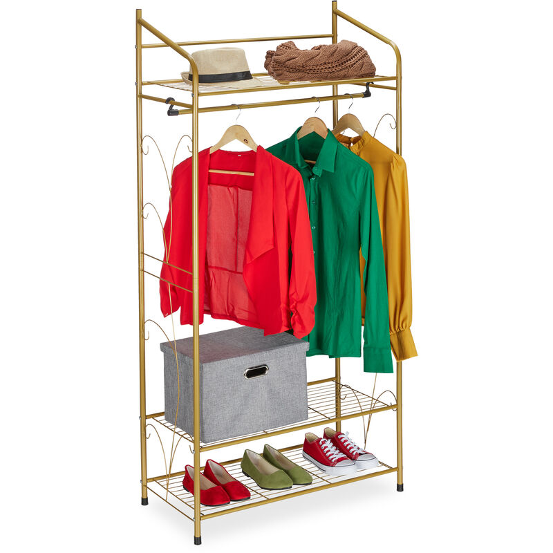 Relaxdays Coat Rack, Stable Clothes Rail With 3 Shelves, Wardrobe for Small  Spaces, Iron, HxWxD: 161 x 78 x 36cm, Silver