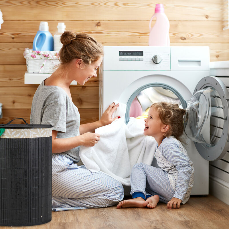 2x Bamboo Laundry Basket, 30 L Capacity ...