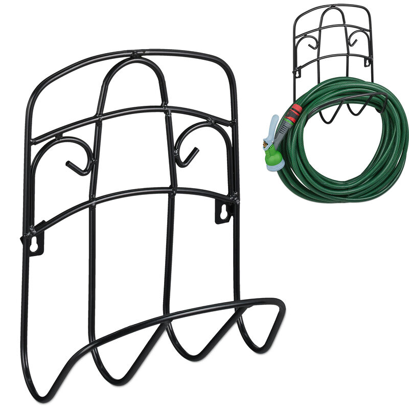 Relaxdays 4x Wall Hose Holder, Metal, Wall Holder for 5/8 Inch (15