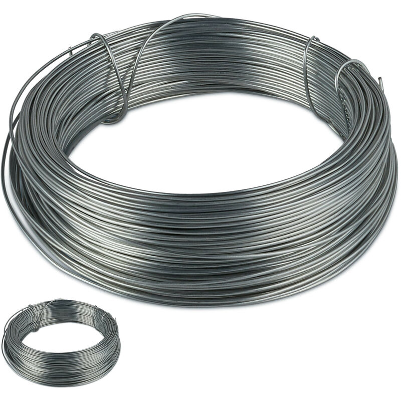 Relaxdays Binding Wire, Set of 2, 1mm Ø, 50m Length, Galvanised