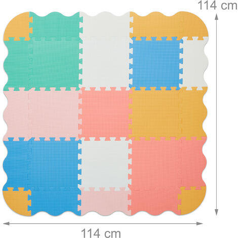 Relaxdays Speelmat Foam Puzzelmat Baby Puzzeltegels Speeltegels Bloemen Speelkleed Wit Grijs 592328290