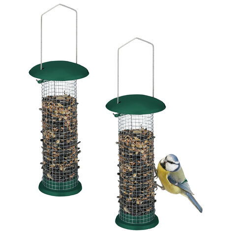 Relaxdays 2x Bird Feeders for Hanging, Feeding Stations, Safe from