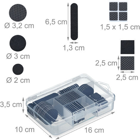 Relaxdays Furniture Pads, with Box, 136x Pack, Self Adhesive, Floor  Protector, Anti-Slip, Square, Round, Black