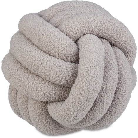 Hand Braided Knot Seat Cushion - White - Gray - Fluffy and Soft