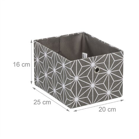 Relaxdays Storage Box, Set of 2, Rectangular Fabric Basket, Container without Lid, HxWxD: 16 x 20 x 25 cm, Grey/White