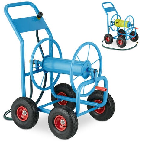 Relaxdays Hose Cart, 3/4 Connector, Trolley for Hosepipe up to 80