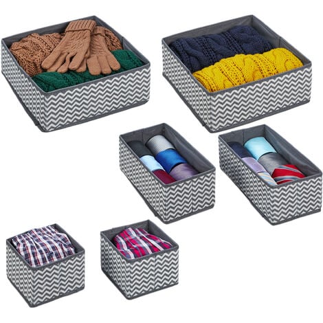 Relaxdays Storage Box, Drawer Set, 6 Piece Laundry Organiser for
