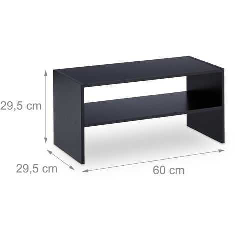 Relaxdays Shoe Rack, Organiser with 2 Levels, Stores 4 Pairs of Shoes, HxWxD: 29.5 x 60 x 29.5, Stackable, Black