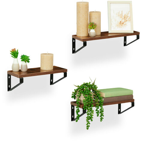 Black and deals wood floating shelves