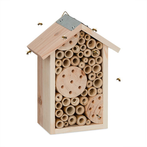 Relaxdays Bee Hotel Wild Insect Nature Reserve House Habitat Hang