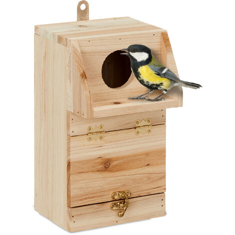 Relaxdays Nesting Box, for Sparrows & Redstarts, Cleaning Flap, 24.5 x ...