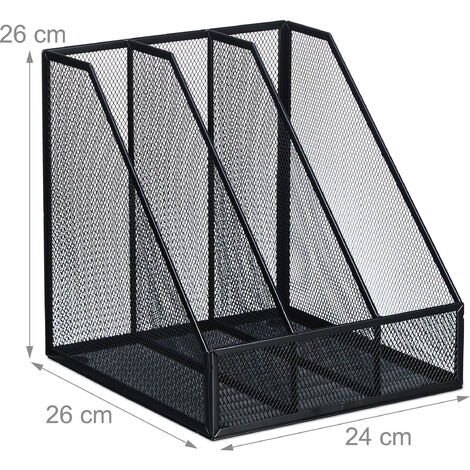 Relaxdays Magazine File, A4, 3 Compartments, Mesh Design, 26 x 24 x 26 ...