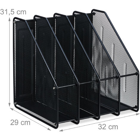 Range-Revues 4 Compartiments A4 En Métal Maille - 26x31x26cm - Argenté - Pour Bureau/Télétravail