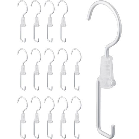 Relaxdays Laundry Hooks, 15x Set, Clothes Hanger, Swivel, Foldable, Metal,  Hang-up, Space-Saving, Wardrobe, Silver
