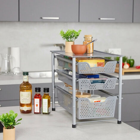 Relaxdays Wall Mounted Kitchen Rack with Hooks, 2 Shelves, HWD: 50 x 45 x  14 cm