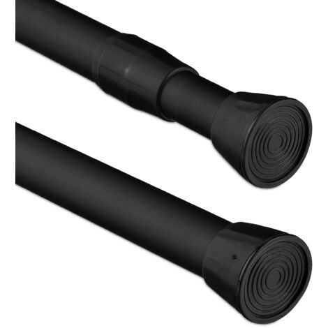 Relaxdays Telescopic Rod, Various Sizes, For Showers, Gardrobe, Door Frame, Stainless Steel, Without Drilling, Black