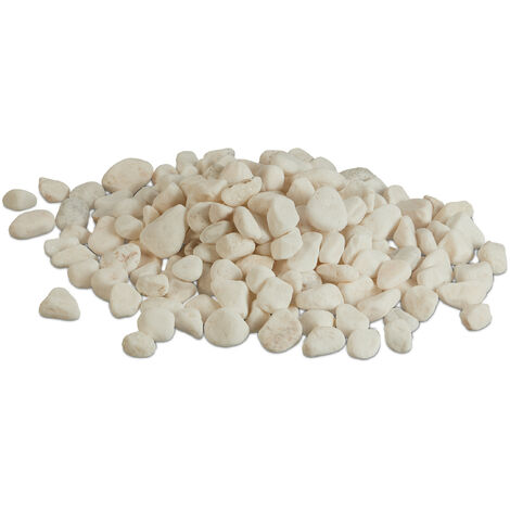 Relaxdays Marble Pebbles, 5 kg, Decorative Stones, 25-40 mm, Garden Decor, Flower Beds & Pots, Ornamental Gravel, White (1/5)