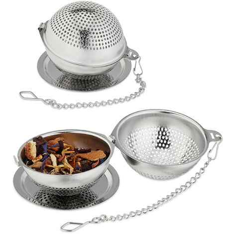 The Egg Stainless Steel Tea Ball Infuser with Drip Tray