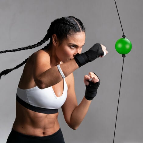 Relaxdays Reflex Boxing Ball, Double End Hand-Eye Coordination Exercise,  at-Home Speed Punching Training, Green/