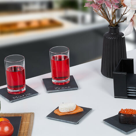 ZEINLAM 8-Piece Coaster Set With Brackets - Linen Table Protectors, 4.3 Inch Mixed Colors
