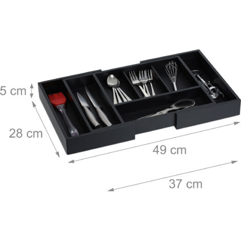 Envenzo Expandable Bamboo Cutlery Drawer Organizer – Natural Wood Tone, Multiple Compartments