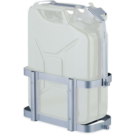 Relaxdays Petrol Can Holder, 10 & 20 L Spare Canister Bracket, Lockable, Car & Motorbike Accessory, Mounted, Iron, Grey (1/5)