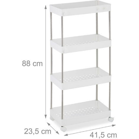 Relaxdays Niche Trolley, 4 Shelves, Narrow Kitchen & Bathroom Cart ...