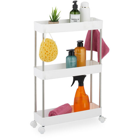 Relaxdays Walnut Bathroom Cabinet - 3 Shelves, Slatted Doors, 46.5x35x21cm, For Wall Mounting