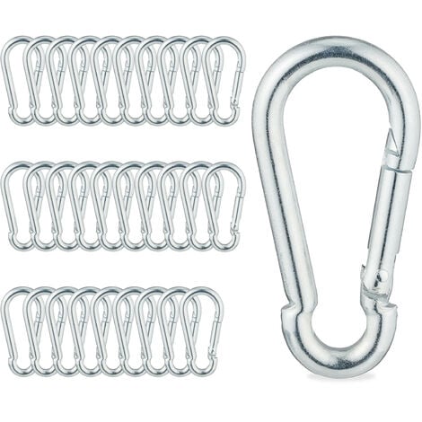 Relaxdays Carabiner, Set of 30, Heavy Duty Clips, with Snap Lock