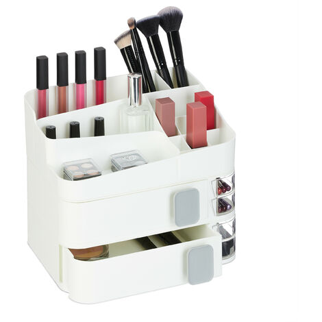 Relaxdays Make-Up Organiser, 21 Compartments, Cosmetic Storage, Plastic ...