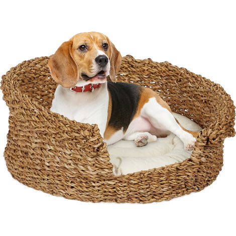 Round wicker shop dog bed