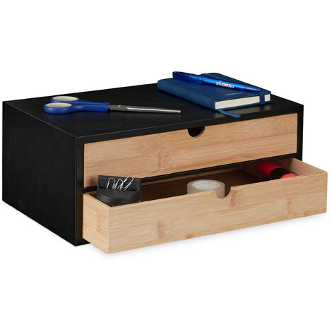 Bamboe En MDF Bureau-organizer Met 4 Lades - HBD 14 X 33 X 21 Cm - Mini Ladekast