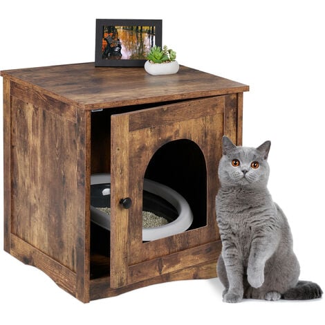 Relaxdays Cat Cabinet for Litter Tray, Separate Partition, Side ...