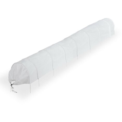 Relaxdays Plant Tunnel, 5 m Long, Protection against Pests, for Flower Beds, Fine-meshed Anti-bird Net, Fleece, White