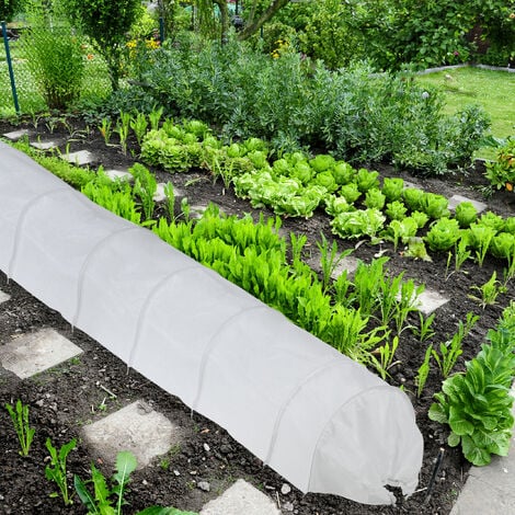 Relaxdays Plant Tunnel, 5 m Long, Protection against Pests, for Flower Beds, Fine-meshed Anti-bird Net, Fleece, White