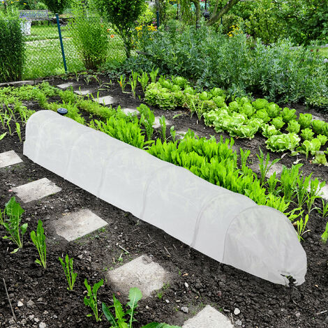 Relaxdays Plant Tunnel, 3.4 m Long, Protection against Pests, for Flower Beds, Fine-meshed Anti-bird Net, Fleece, White