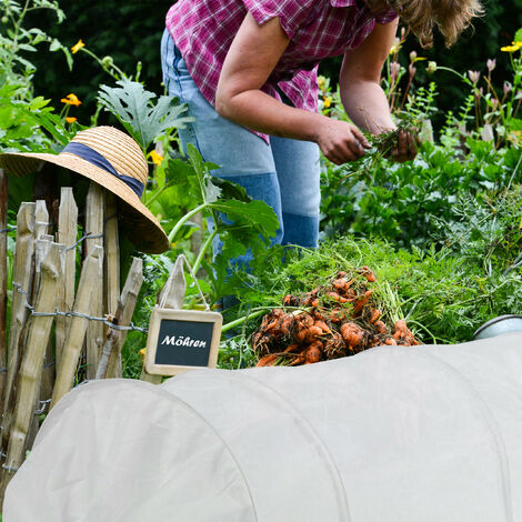 Relaxdays Plant Tunnel, 3.4 m Long, Protection against Pests, for Flower Beds, Fine-meshed Anti-bird Net, Fleece, White