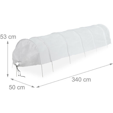 Relaxdays Plant Tunnel, 3.4 m Long, Protection against Pests, for Flower Beds, Fine-meshed Anti-bird Net, Fleece, White