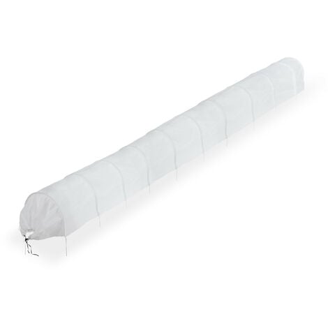 Relaxdays Plant Tunnel, 7 m Long, Protection against Pests, for Flower Beds, Fine-meshed Anti-bird Net, Fleece, White